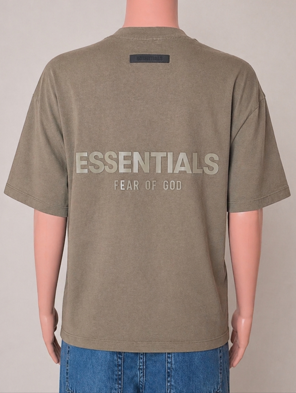 Fear of God Essentials Cutoff Logo Tee Taupe Olive Large